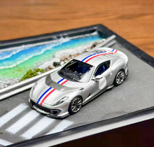 Load image into Gallery viewer, TOC 1:64 Silver Stripe 812C Coupe Racing Sports Model Diecast Metal Car New Collection
