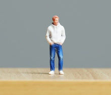 Load image into Gallery viewer, 1:64 Painted Figure Model Miniature Resin Diorama Sand Hoodie Denim Boy Man
