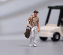Load image into Gallery viewer, 1:64 Painted Figure Model Miniature Resin Diorama Goft Bag Walking Man Scene
