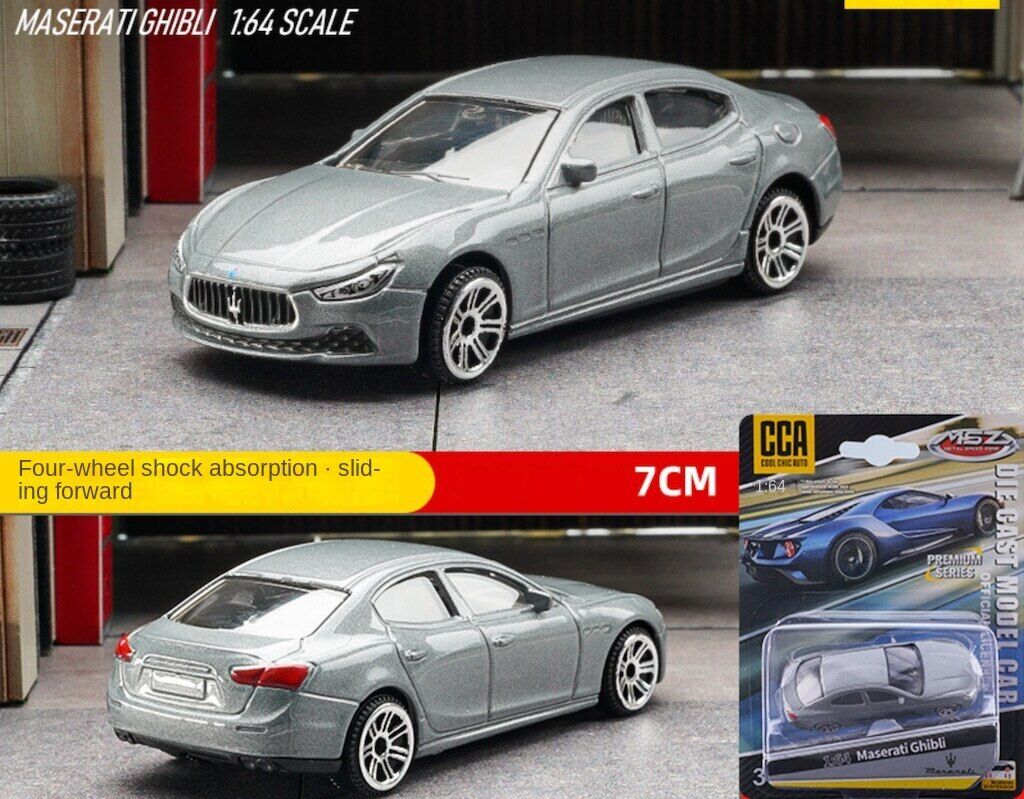CCA 1:64 Grey Ghibli Sedan Sports Model Toy Diecast Metal Car BN