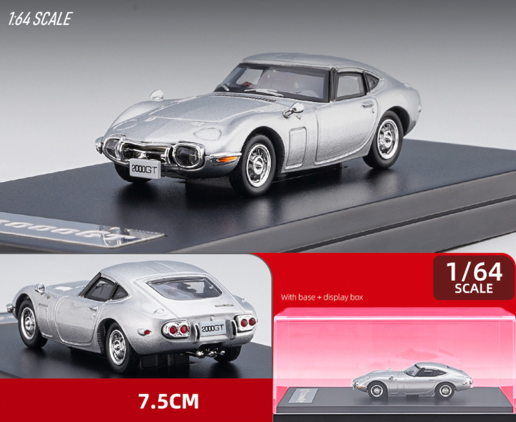 LCD 1:64 Silver Toyota 2000GT Racing Sports Classic Model Toy Diecast Metal Car BN