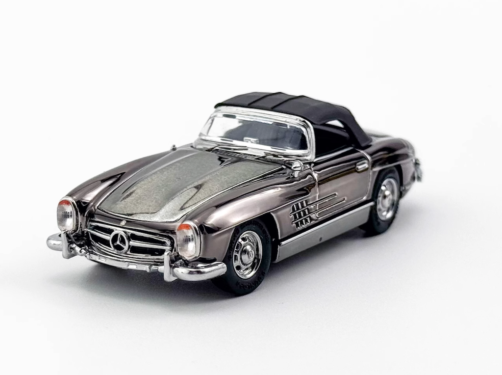 YS 1:64 Plating Gray 300SL W198 Convertible Sports Model Diecast Metal Car New Collection