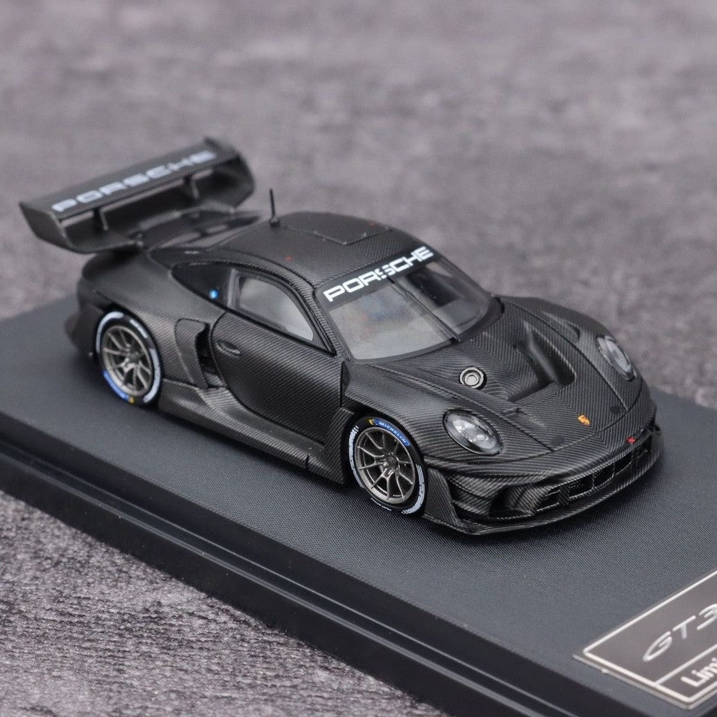 HKM 1:64 Black Carbon 911 GT3 R 992 Rennsport Sports Model Diecast Metal Car