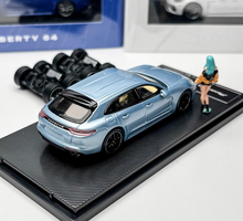 Load image into Gallery viewer, Liberty 1:64 Ice Blue Panamera Turbo S Figure Sport Model Diecast Metal Car
