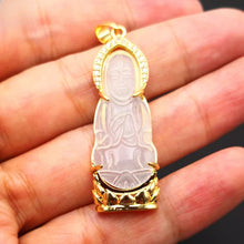 Load image into Gallery viewer, Nature Jade Guanyin Pendant Necklace Gift Jewelry charm Blessing Lucky white g
