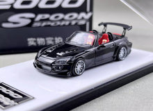 Load image into Gallery viewer, MT 1:64 JDM Black S2000 Spoon Sports Convertible Model Diecast Metal Car New Collection
