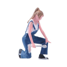 Load image into Gallery viewer, 1:64 Painted Figure Model Miniature Resin Diorama Woman Car Repair Worker Beauty
