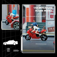 Load image into Gallery viewer, 1:64 Painted Figure Mini Model Miniature Car Scenes Resin Black Helmet Girl Lady
