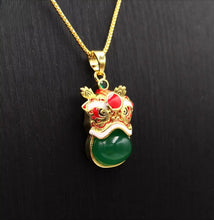 Load image into Gallery viewer, Nature Jade Traditional Lion Pendant Necklace Gift  Jewelry charm Blessing Green
