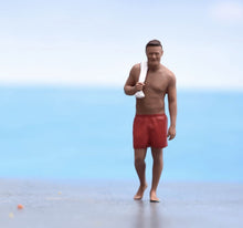 Load image into Gallery viewer, 1:64 Painted Figure Model Miniature Resin Sand Man With Swimming Suit Towel
