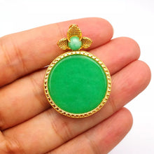 Load image into Gallery viewer, Nature Jade Reunion Round Pendant Necklace Gift Jewelry charm Blessing Lucky
