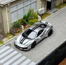 Load image into Gallery viewer, TOC 1:64 Silver 488 Pista Coupe Sports Model Diecast Metal Car New Collection
