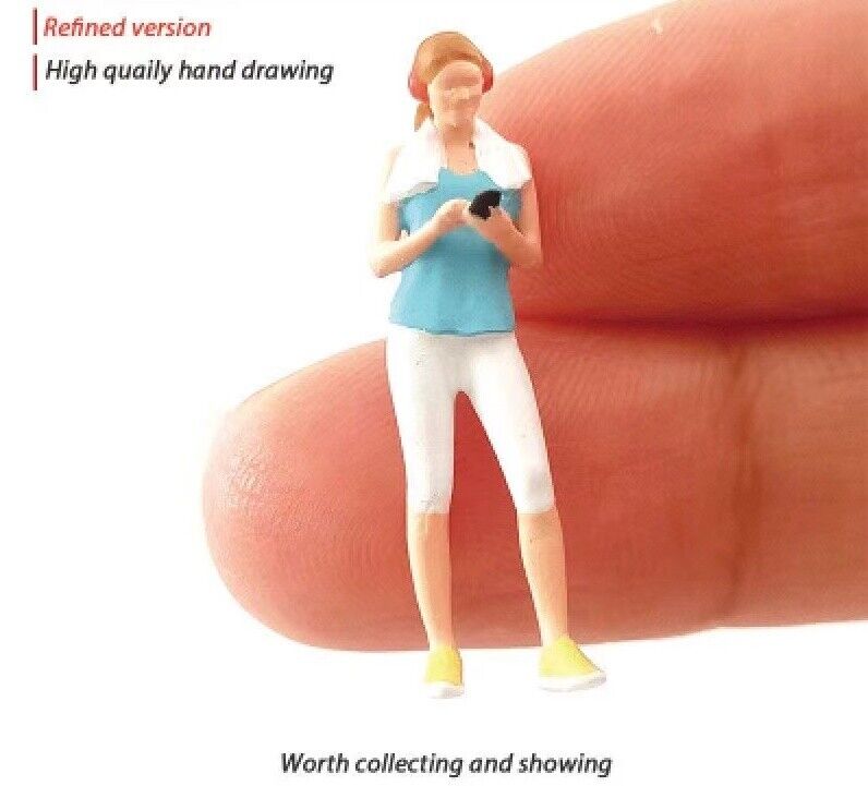 1:64 Painted Figure Mini Model Miniature Resin Diorama Sporty Girl Excercise