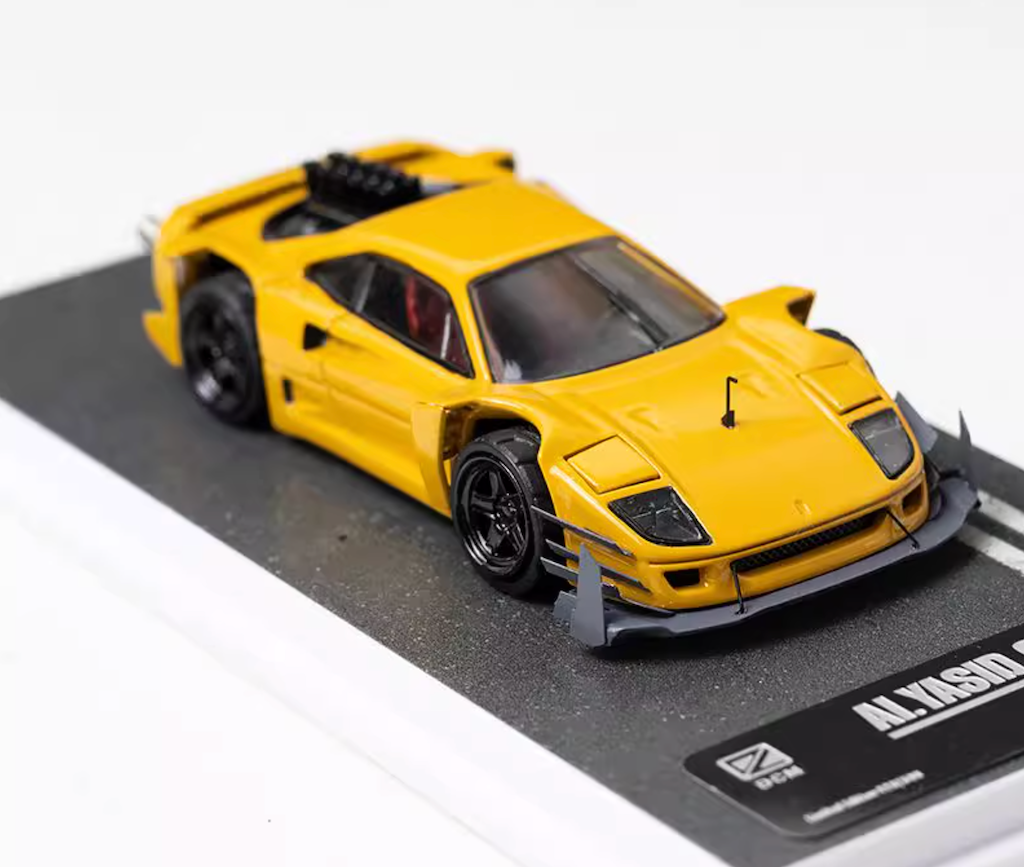 DCM 1:64 Yellow F40 Custom Racing Sports Model Diecast Metal Car New Collection