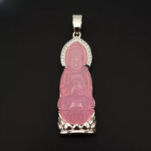 Load image into Gallery viewer, Nature Jade Guanyin Pendant Necklace Gift Jewelry charm Blessing Lucky Pink S
