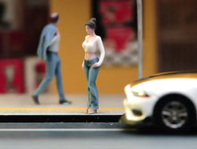 Load image into Gallery viewer, 1:64 Painted Figure Model Miniature Resin Diorama Sand White Top Denim Girl Cute

