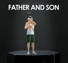 Load image into Gallery viewer, 1:64 Painted Figure Mini Model Miniature Car Scenes Resin Father Son Man Baby

