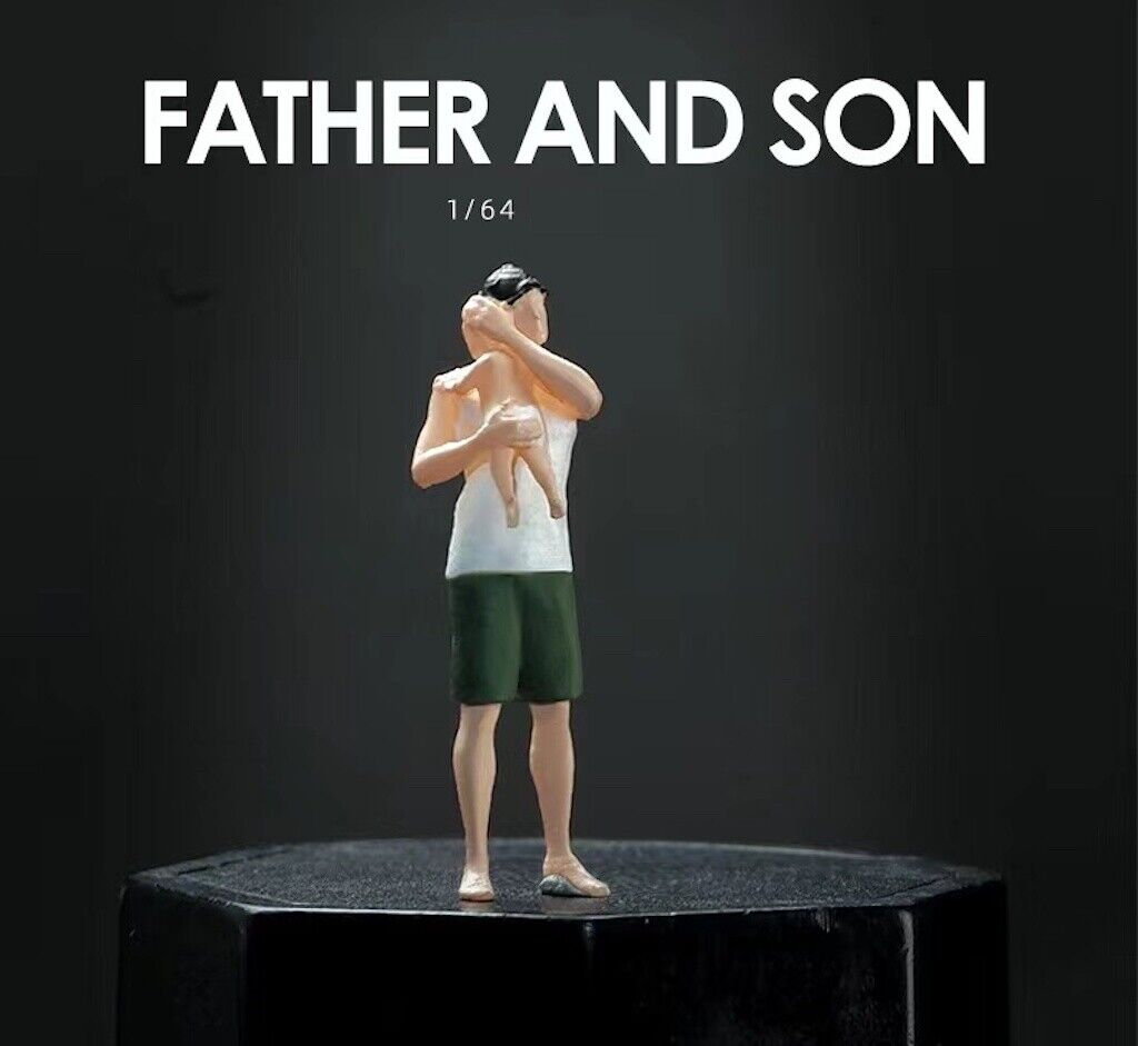 1:64 Painted Figure Mini Model Miniature Car Scenes Resin Father Son Man Baby