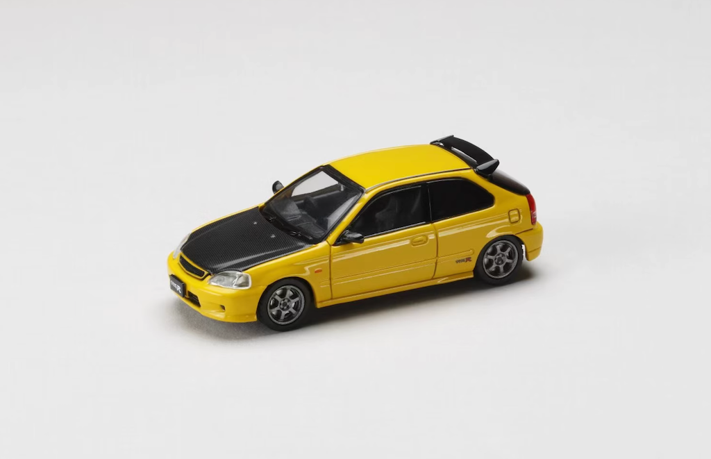 JDM64 1:64 Yellow Carbon Civic Type R EK9 Sports Model Diecast Metal Car New Collection