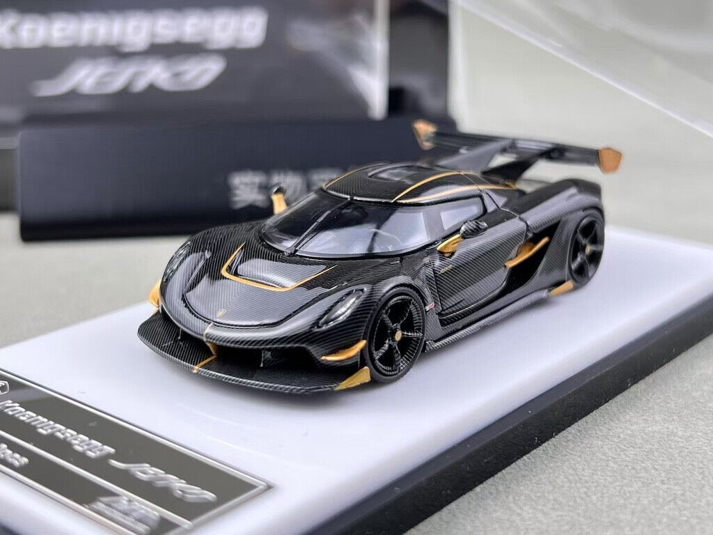 HKM 1:64 Black Carbon Jesko Attack Racing Sports Model Diecast Metal Car New Collection