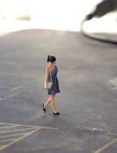 Load image into Gallery viewer, 1:64 Painted Figure Mini Model Miniature Resin Diorama Sand Girl Lady Blue Dress
