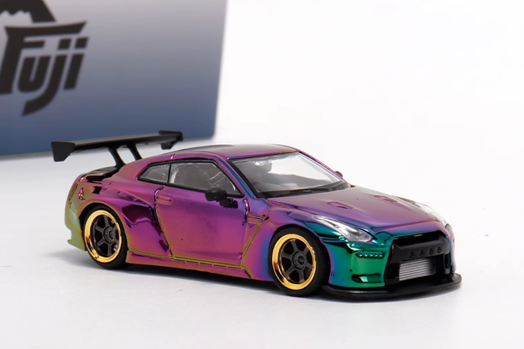 Fuji 1:64 Plating Purple GTR R35 Pandem Rocket Bunny Model Diecast Metal Car