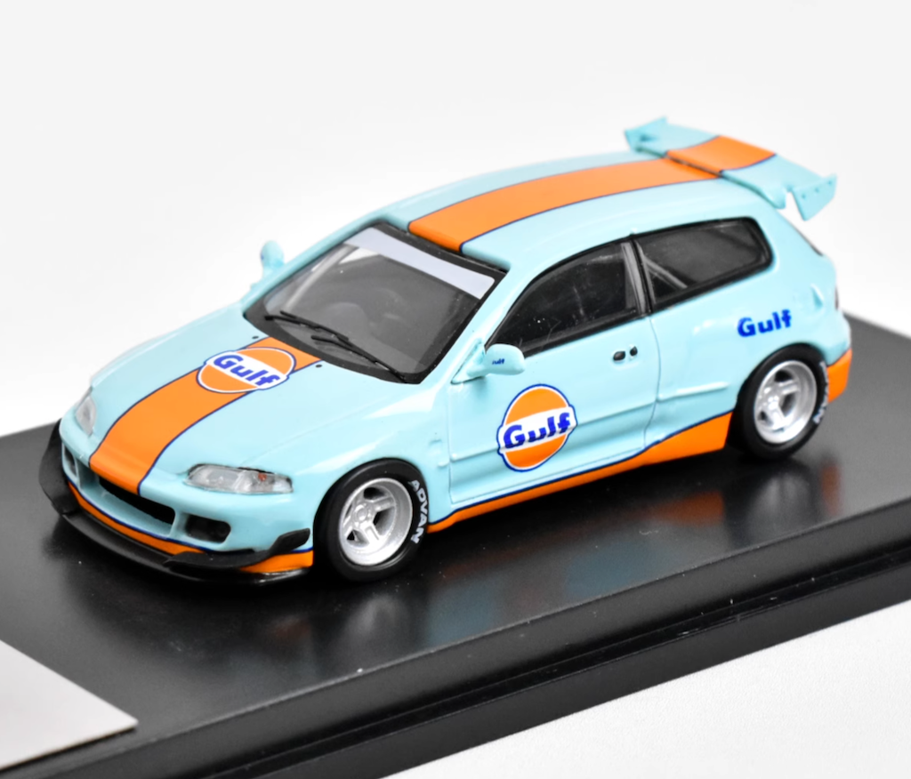 1:64 JDM Blue Gulf Civic EG6 Pandem Racing Sports Model Diecast Metal Car New