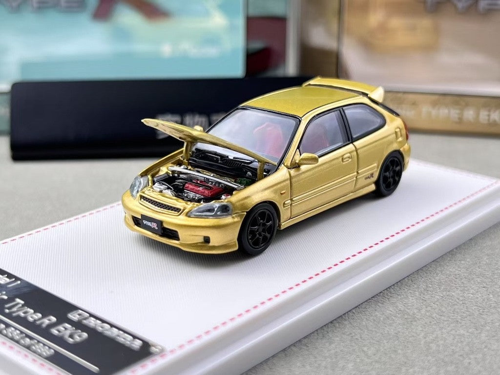 FH 1:64 Gold JDM Civic Type R EK9 Hatchback Sports Model Diecast Metal Car New Collection