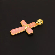 Load image into Gallery viewer, Nature Jade Pink Cross Pendant Necklace Gift Jewelry charm Blessing Lucky New
