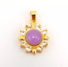 Load image into Gallery viewer, Nature Jade Sun Flower Purple Pendant Necklace Gift Jewelry charm Blessing Luck
