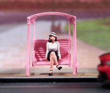Load image into Gallery viewer, 1:64 Painted Figure Model Miniature Resin Diorama Sand Pink Swing Ornament Toy Collection
