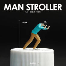 Load image into Gallery viewer, 1:64 Painted Figure Mini Model Miniature Resin Diorama Sand Pushing Stroller Man
