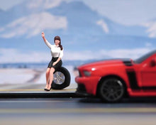 Load image into Gallery viewer, 1:64 Painted Figure Model Miniature Resin Diorama Seeking Help Lady Car Repair Collection
