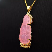 Load image into Gallery viewer, Nature Jade Guanyin Pendant Necklace Gift Jewelry charm Blessing Lucky PINK NEW
