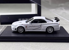 Load image into Gallery viewer, MC 1:64 White Skyline GTR R34 V-SPEC-II MK5 Mines Model Diecast Metal Car New Collection
