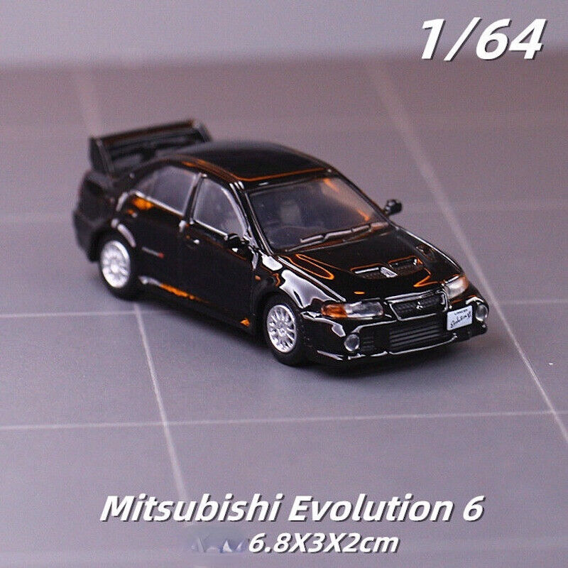 JKM 1:64 Black JDM Mitsubishi Lancer Evolution EVO 6 VI Racing Sport Model Toy Metal Car