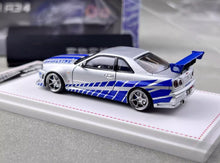 Load image into Gallery viewer, FH 1:64 FNF JDM Silver Skyline GTR R34 Sports Model Diecast Metal Car New Collection
