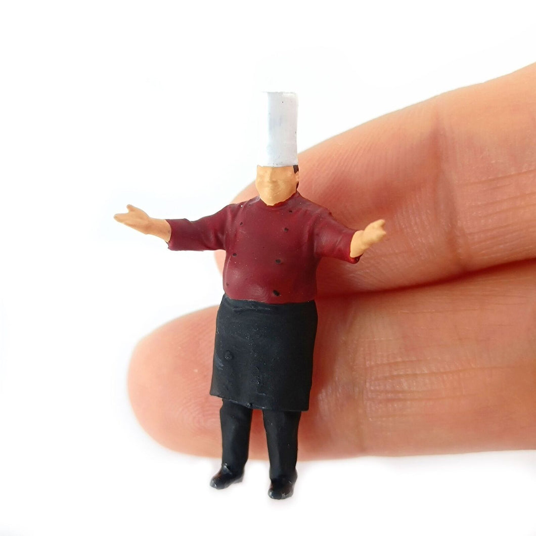 1:64 Painted Figure Mini Model Miniature Resin Diorama Sand Main Chef Staff Red