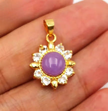 Load image into Gallery viewer, Nature Jade Sun Flower Purple Pendant Necklace Gift Jewelry charm Blessing Luck
