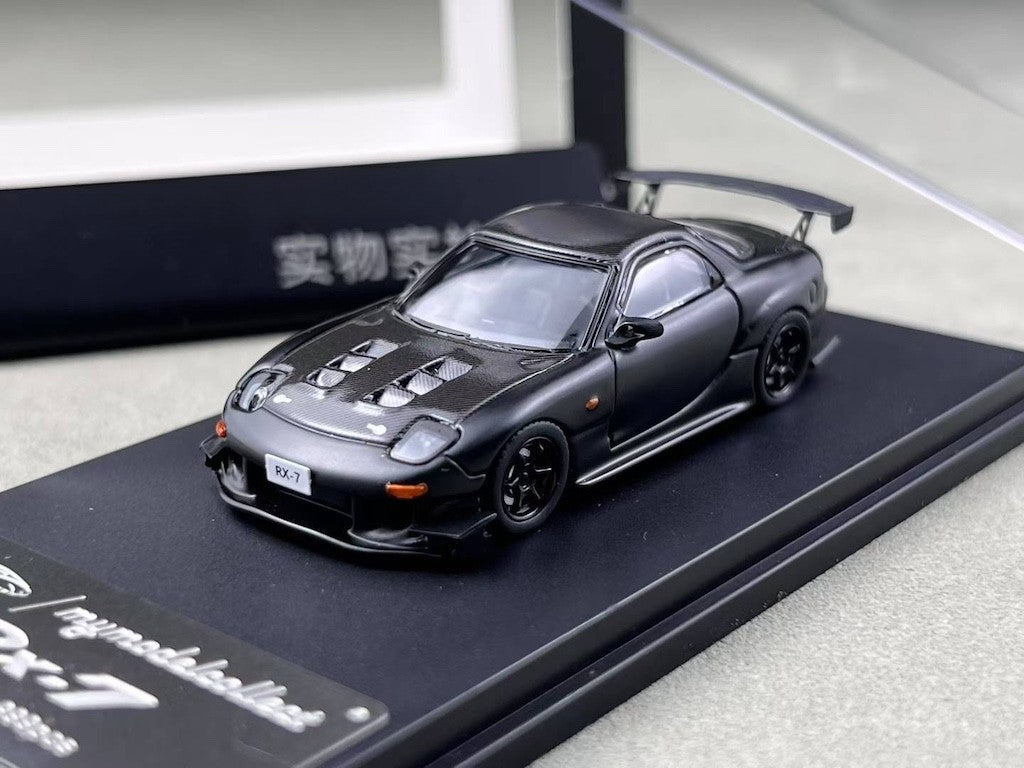 MC 1:64 Black Carbon JDM RX-7 FD3S Racing Sports Model Diecast Metal Car New Collection