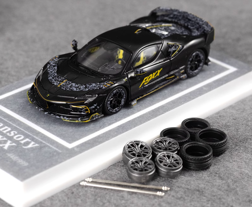 MJ 1:64 Matte Black Mansory F9XX Racing Sports Model Diecast Metal Car New Collection
