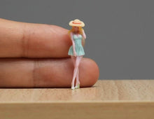 Load image into Gallery viewer, 1:64 Painted Figure Model Miniature Resin Diorama Sand Girl Blue Dress Hat Lady
