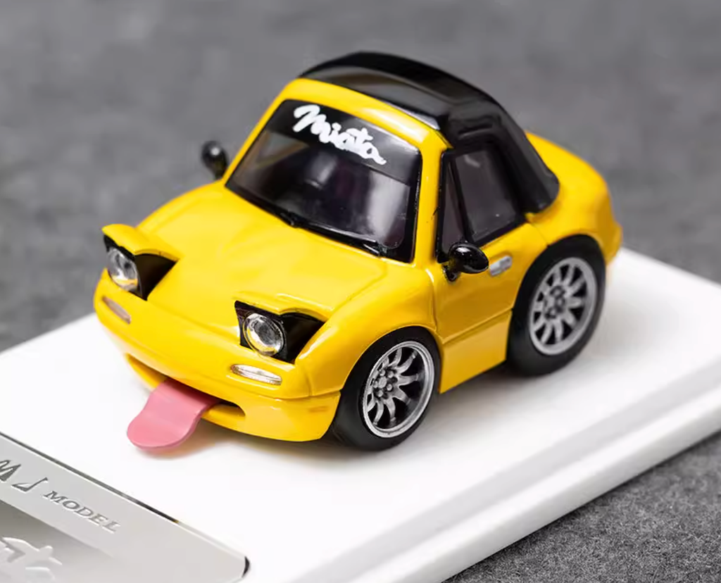 MJ 1:64 Yellow Miata MX5 Mini Cute Q Type Sports Model Diecast Resin Car New Collection