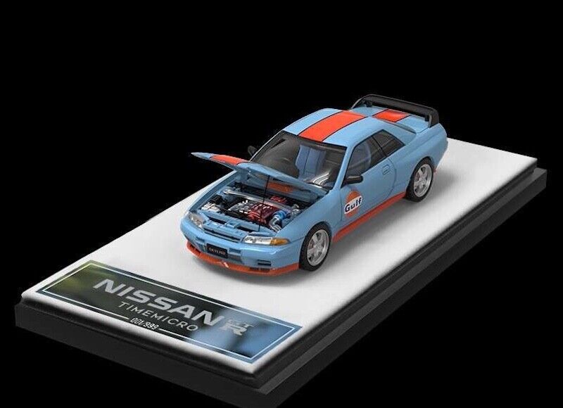 TM 1:64 Blue JDM Skyline GTR R32 Gulf Sports Model Diecast Metal Car New