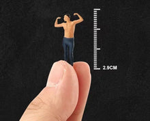 Load image into Gallery viewer, 1:64 Painted Figure Mini Model Miniature Car Scenes Resin Toy Muscle Fitness Man
