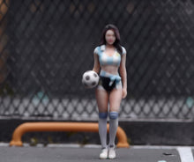 Load image into Gallery viewer, 1:64 Painted Figure Model Miniature Resin Sand Diorama Soccer Babe Girl Lady
