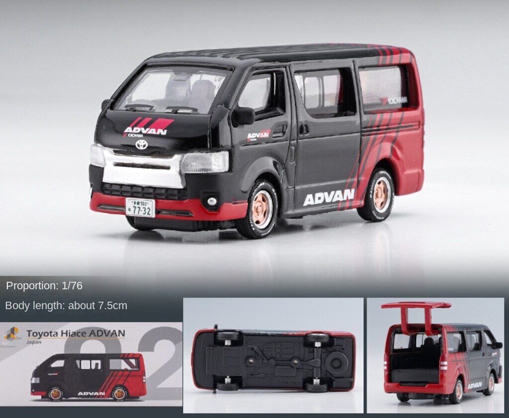 ZD TINY 1:76 Black Advan Delivery Hiace Van Model Toy Metal Car BN