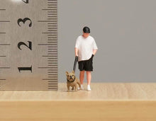 Load image into Gallery viewer, 1:64 Painted Figure Model Miniature Resin Diorama Sand Camera Walking Dog Man
