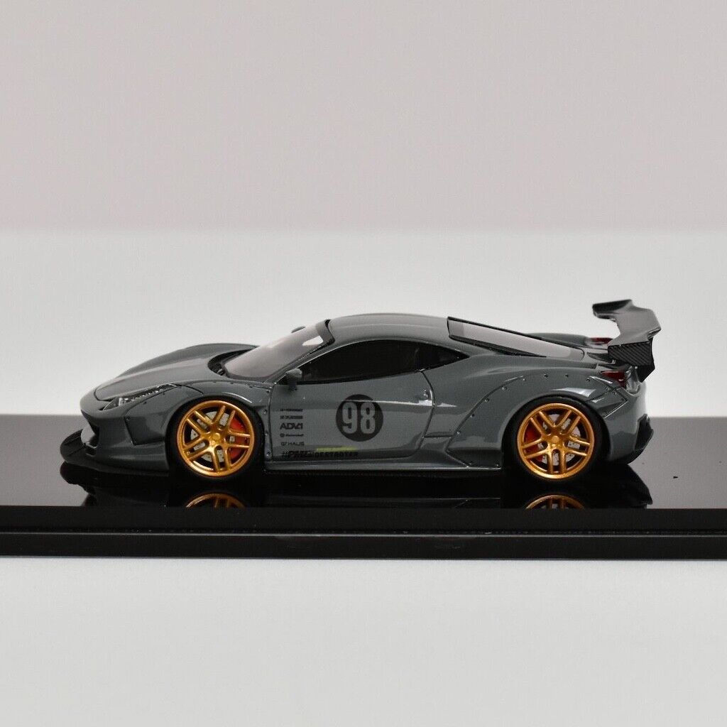 Scale Mini LBWK フェラーリ 458 グレー　1/64 ミニカー CM Model 1:64 Diecast Model Car - LBWK Ferrari 488 Wide Body