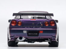 Load image into Gallery viewer, MH 1:18 Purple Skyling GTR R34 Nismo RB26DETT Engine Model Diecast Metal Car
